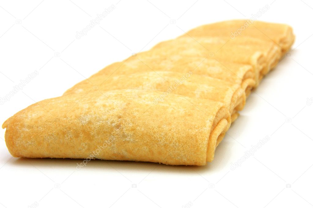 Fried pancakes stuffed isolated on the plate on white background