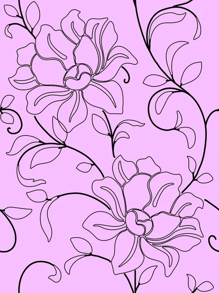 Naadloos Behang Een Naad Met Bloemen Bladeren Eps10 — Stockfoto