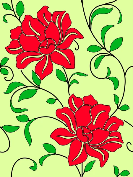 Tapeta Bez Szwu Szew Kwiatem Liści Eps10 — Zdjęcie stockowe