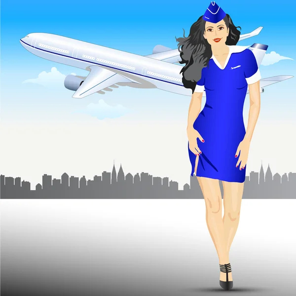 Beautiful Stewardess Airport Illustration — Stock Photo, Image