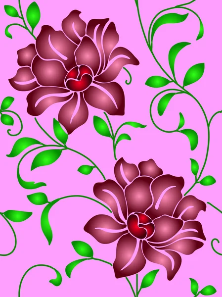 Bezszwowe tapeta szew z kwiatów i liści — Zdjęcie stockowe