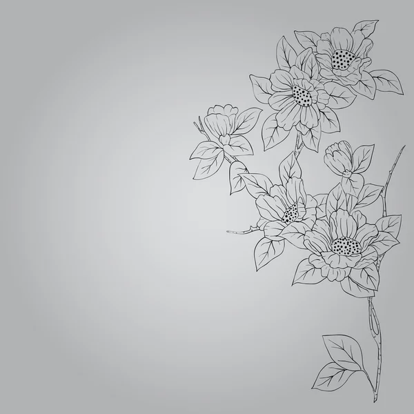 Sfondo disegnato a mano con un fiore fantasia — Foto Stock