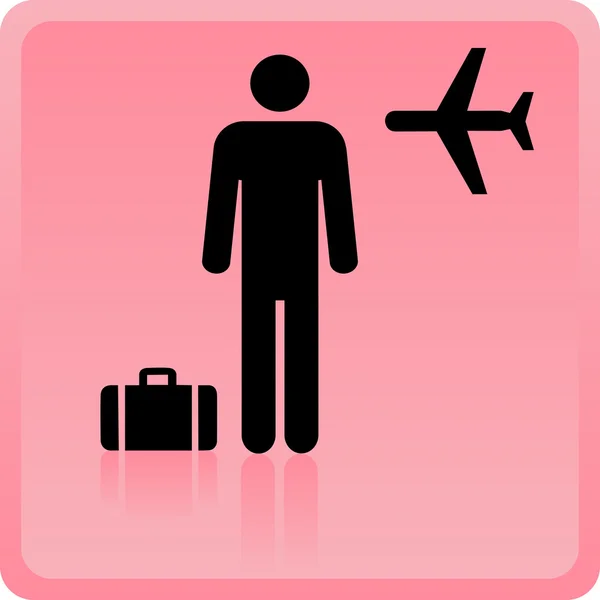 Icon of the person at the airport with luggage — Stock Photo, Image