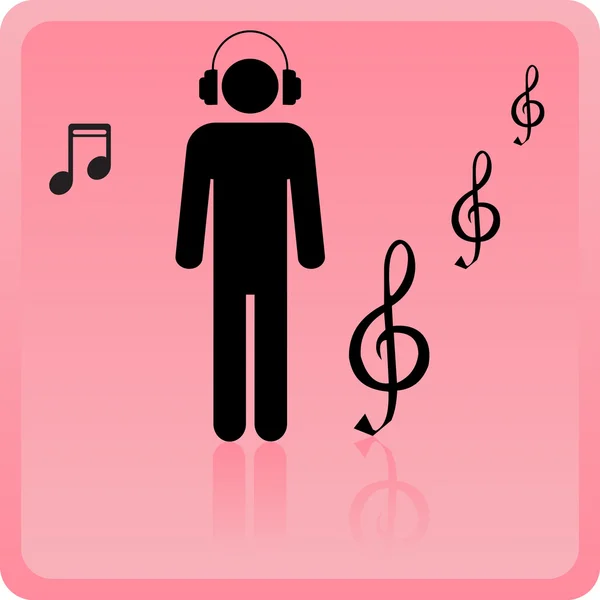 귀 휴대 전화 음악을 듣고 있는 사람의 아이콘 — 스톡 사진