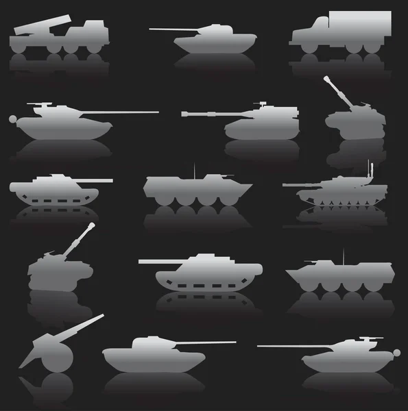 Collection set of tanks of guns — Stock Photo, Image