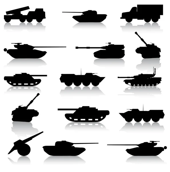 Sammlung von Panzern mit Gewehren — Stockfoto