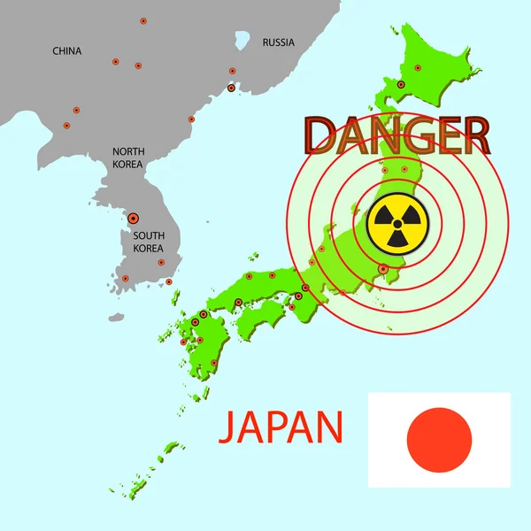 Карта Японии с опасностью на атомной электростанции — стоковое фото