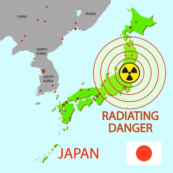 stock image Japan map with danger on an atomic power station