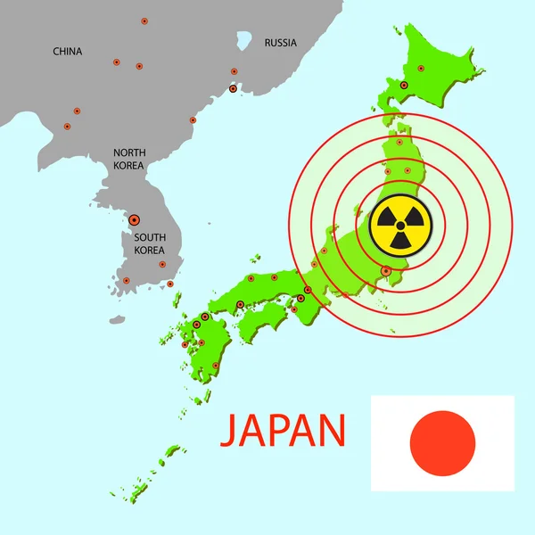 stock image Japan map with danger on an atomic power station