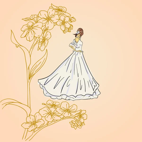 Невесты девушки на цветочном фоне — стоковое фото
