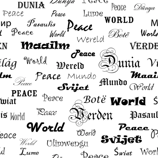 Peace . Seamless wallpaper with the word peace in different lang — Stock Photo, Image