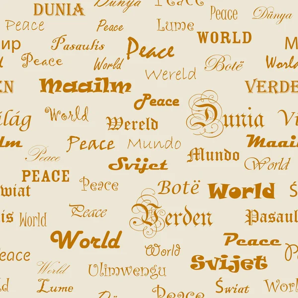 Stock image Peace . Seamless wallpaper with the word peace in different lang