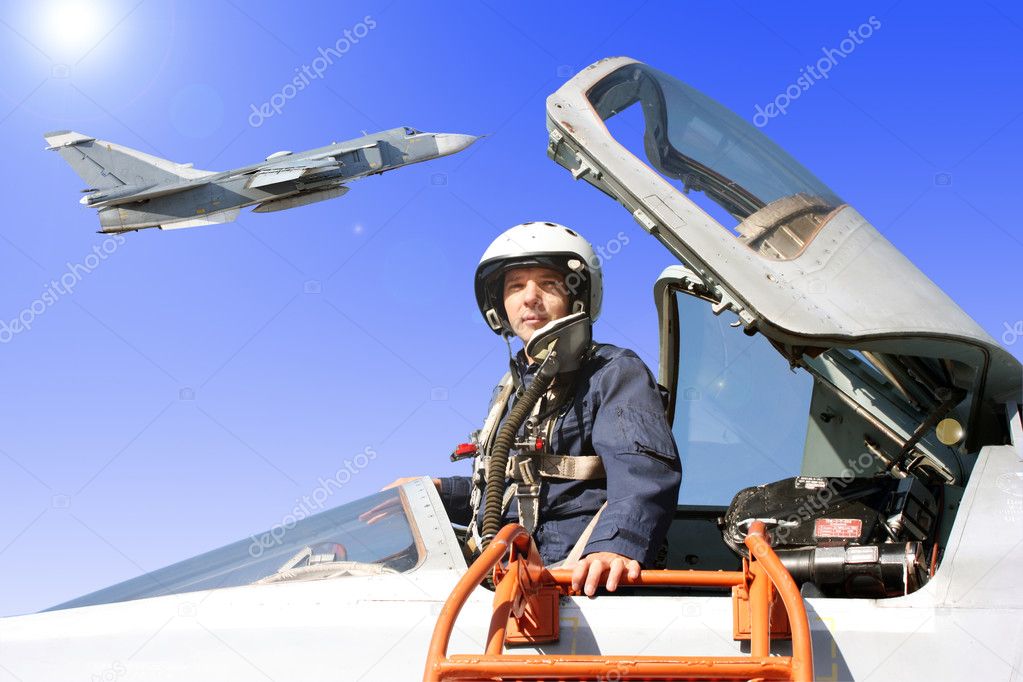 The military pilot in the plane
