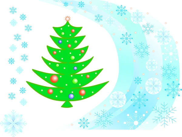 Kerstboom met sneeuwvlokken — Stockvector