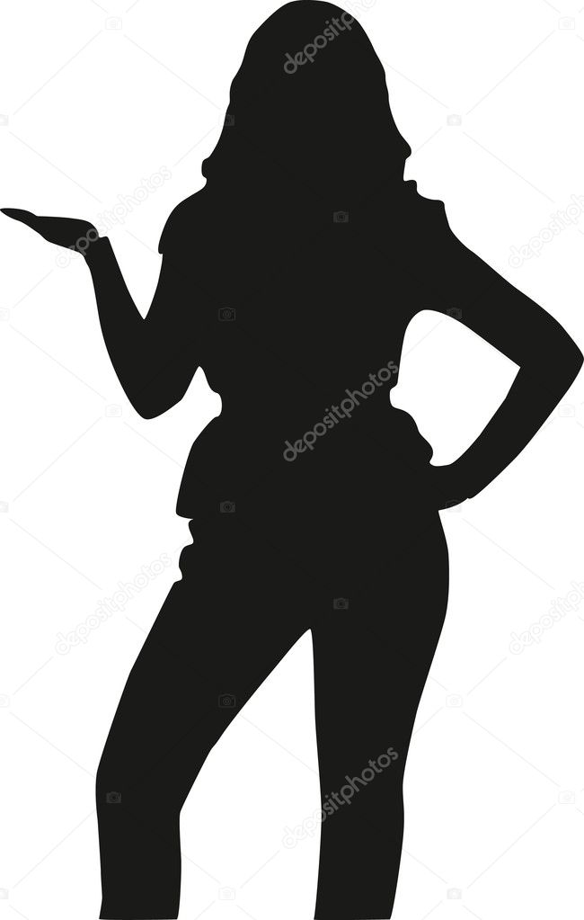 Silhouette of business woman with her hand