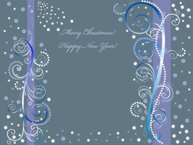 Merry Christmas and Happy New Year congratulation card clipart