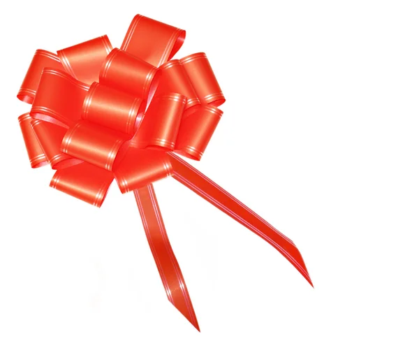 Red satin bow for wraping gifts — Stock Photo, Image
