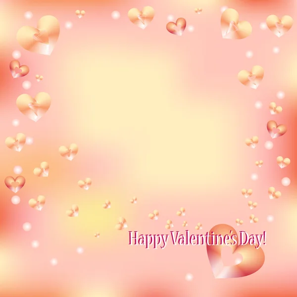Helle Valentinstag-Grußkarte mit Herzen — Stockvektor