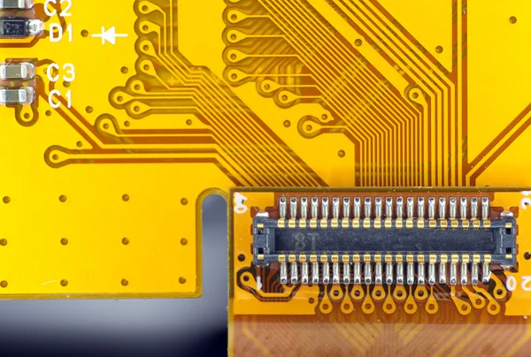 Conector Placa Circuito Impresso Macro Detalhe — Fotografia de Stock