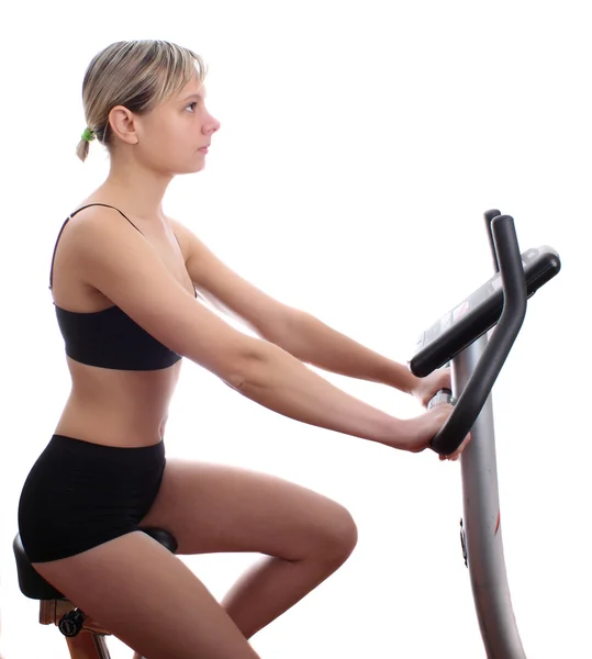 stock image Young woman in sports cycling