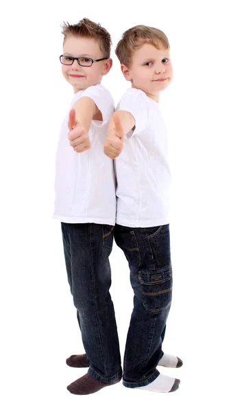 Boy Holds His Hands Outstretched Finger — Stock Photo, Image