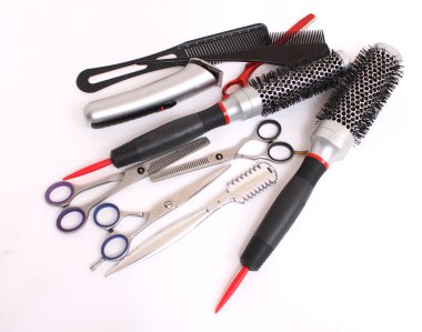 Tool, professional, business, scissors, forceps, a hairbrush clipart