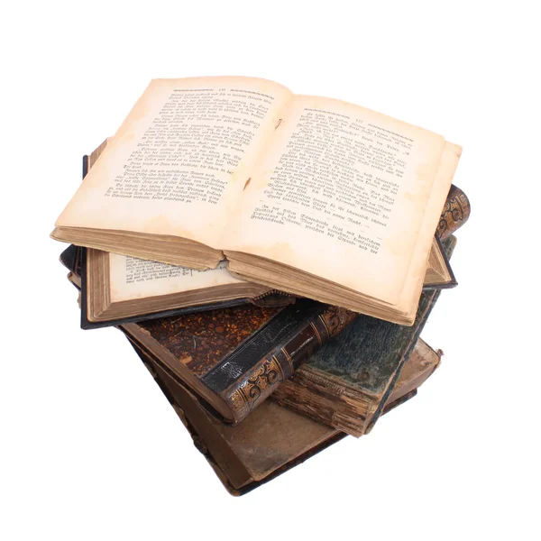 Staré Knihy Gotická Kožená Vazba Foto Izolované — Stock fotografie