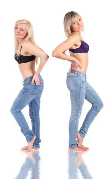 Frauen in blauen Jeans — Stockfoto
