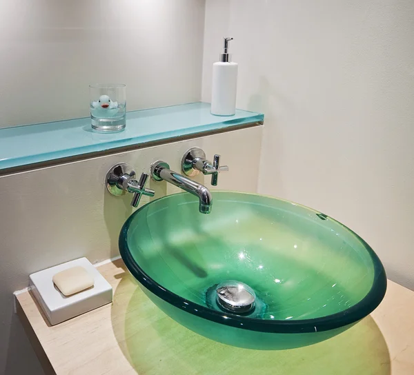 Glass bowl hand wash basin — Stock Photo, Image