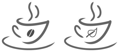 Line and vector tea and coffee cup clipart