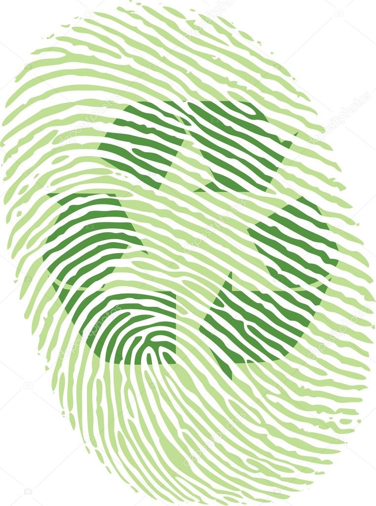 Recycle sign on fingerprint