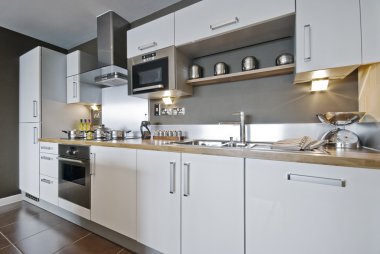 Fully fitted modern kitchen clipart