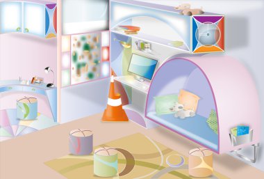 Cube small room clipart