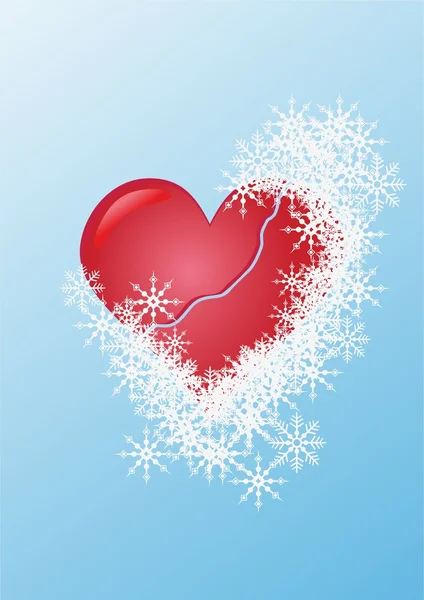 Hjärtat bland snö — Stock vektor