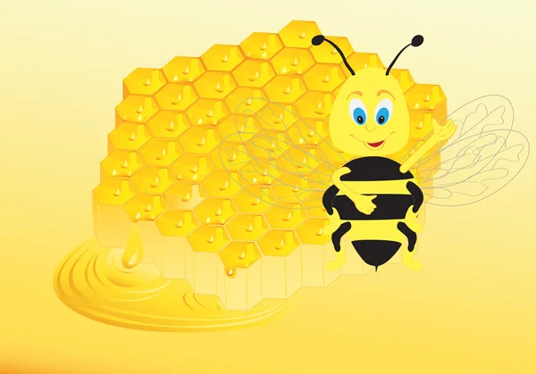 蜜蜂和蜂蜜蜂および蜂蜜 — ストックベクタ