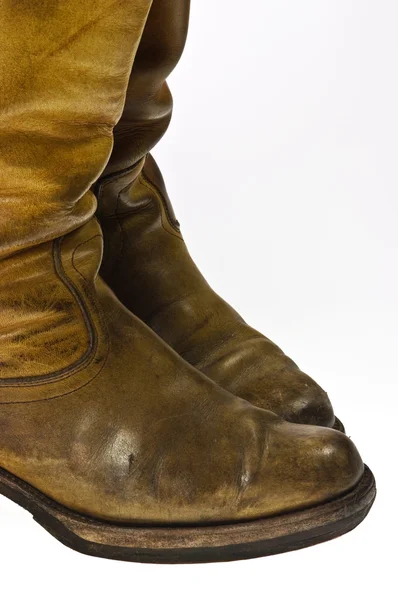 Old Worn Cowboy Style Boots Seventies Twentieth Century Isolated — Stock Photo, Image