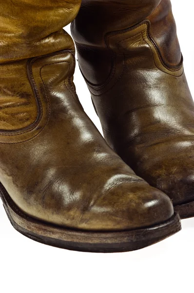 Old Worn Cowboy Style Boots Seventies Twentieth Century Isolated — Stock Photo, Image