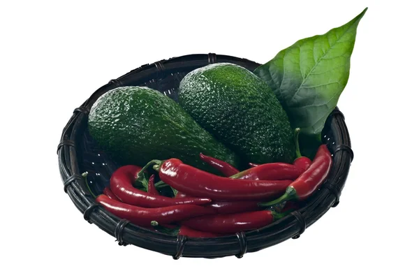 Avocado en rode paprika 's — Stockfoto