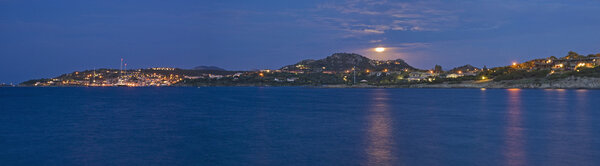 View of a night panorama of Porto Rotondo in Sardinia.