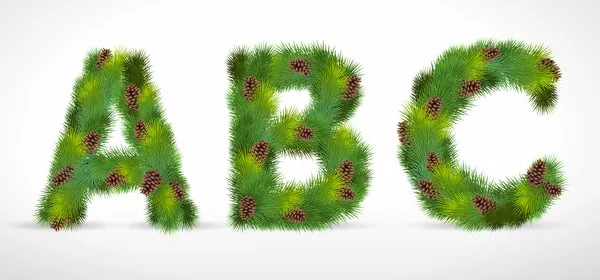 ABC, vector christmas tree font — Stock Vector