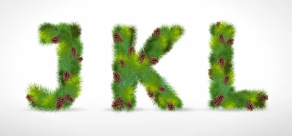 JKL, vector christmas tree font — Stock Vector