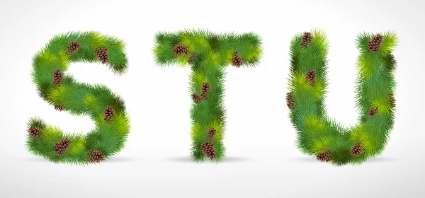 Stu, vektör Noel ağacı yazı tipi — Stok Vektör