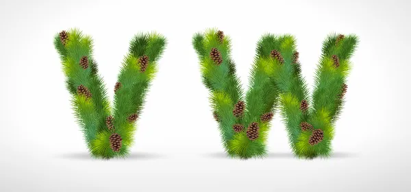 VW, διάνυσμα γραμματοσειρά χριστουγεννιάτικο δέντρο — Διανυσματικό Αρχείο