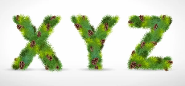 XYZ, διάνυσμα γραμματοσειρά χριστουγεννιάτικο δέντρο — Διανυσματικό Αρχείο
