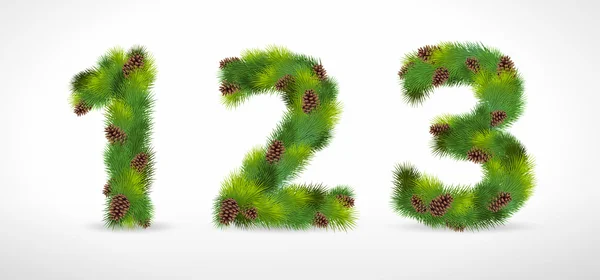 123, police de police de arbre de Noël vectoriel — Image vectorielle