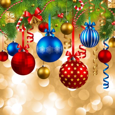Christmas background with baubles clipart