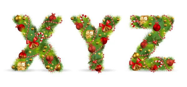 XYZ, fonte vetorial christmas tree —  Vetores de Stock