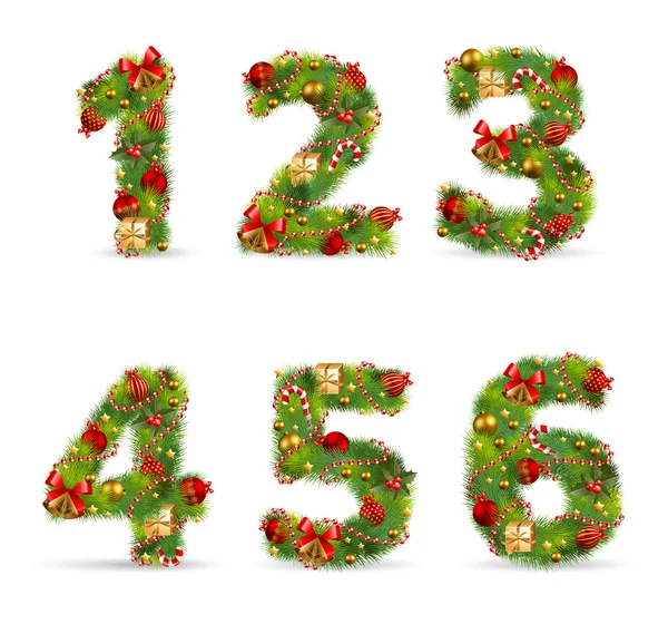 ABCDEF, vector christmas tree font — Stock Vector