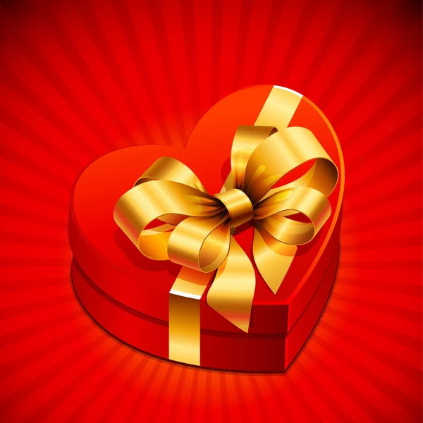 Srdce tvar dárek zlaté — Stockový vektor