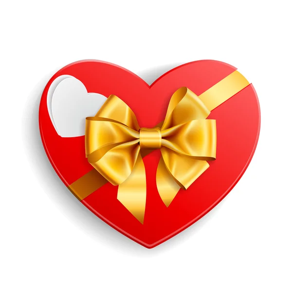 Κόκκινη Καρδιά Σχήμα Δωράκι Χρυσή — Διανυσματικό Αρχείο